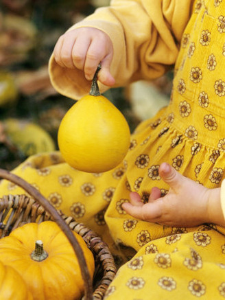 Girl Holding a Baby Pumpkin