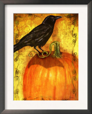 Crow Standing on Pumpkin