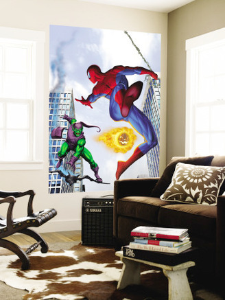 Spider-Man and Green Goblin Fighting in the City; Throwing Flaming Pumpkin