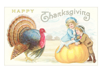 Children, Turkey and Pumpkin