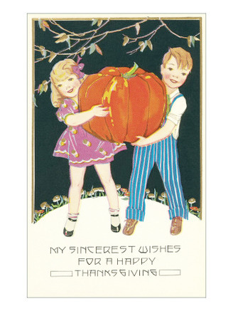 Boy and Girl with Pumpkin